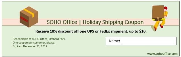 SOHO Office Holiday Shipping Coupon